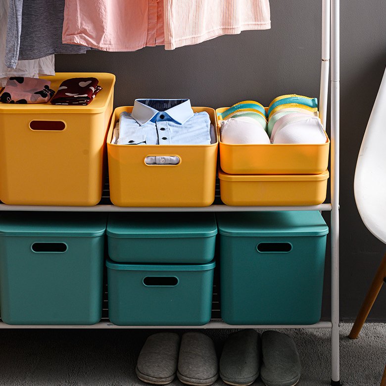 WELLHOME New Product Stackable Household Sundries Storage Container White Plastic Wardrobe Clothes Organizer Storage Box