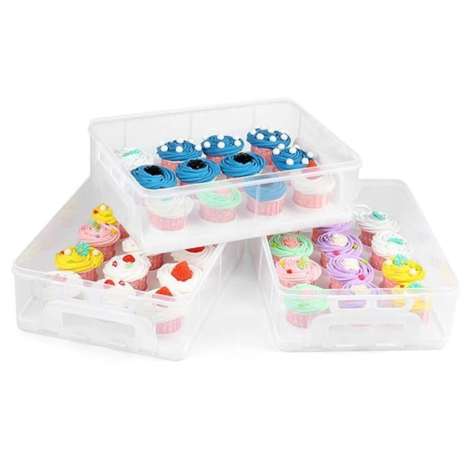 2 3 tier stackable plastic cupcake mini cake storage container for 24 36 cupcakes storage box holder carrier with lid