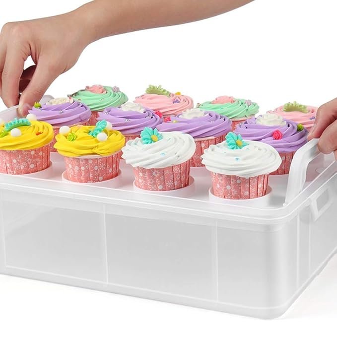 2 3 tier stackable plastic cupcake mini cake storage container for 24 36 cupcakes storage box holder carrier with lid