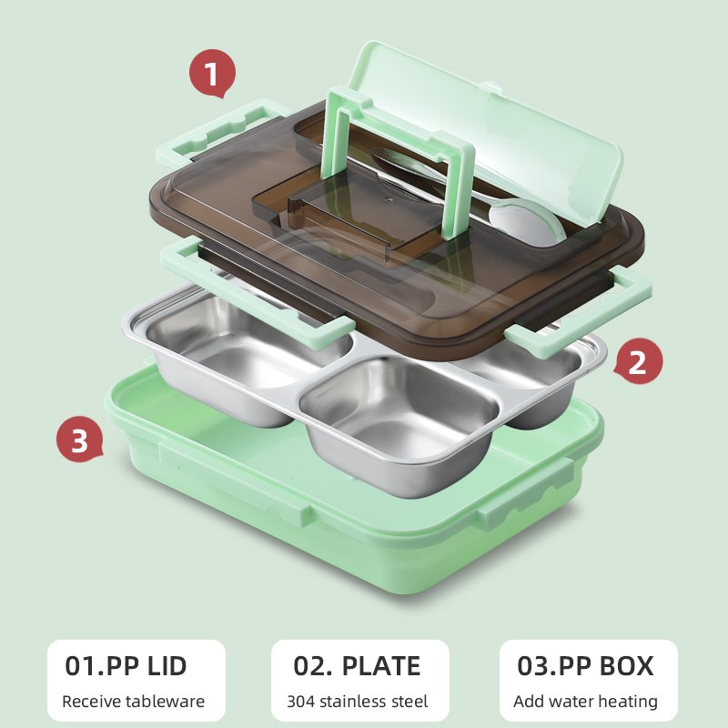 Yuedisi Wholesale BPA Free Leakproof Lunch Container 304 Stainless Steel Bento Lunch Box for Adult
