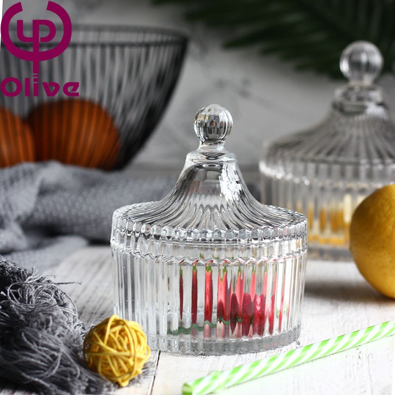Custom Fancy Crystal Glass Candle Jar with Lid for Storing Roman Sugar-Multi-Purpose Food Container