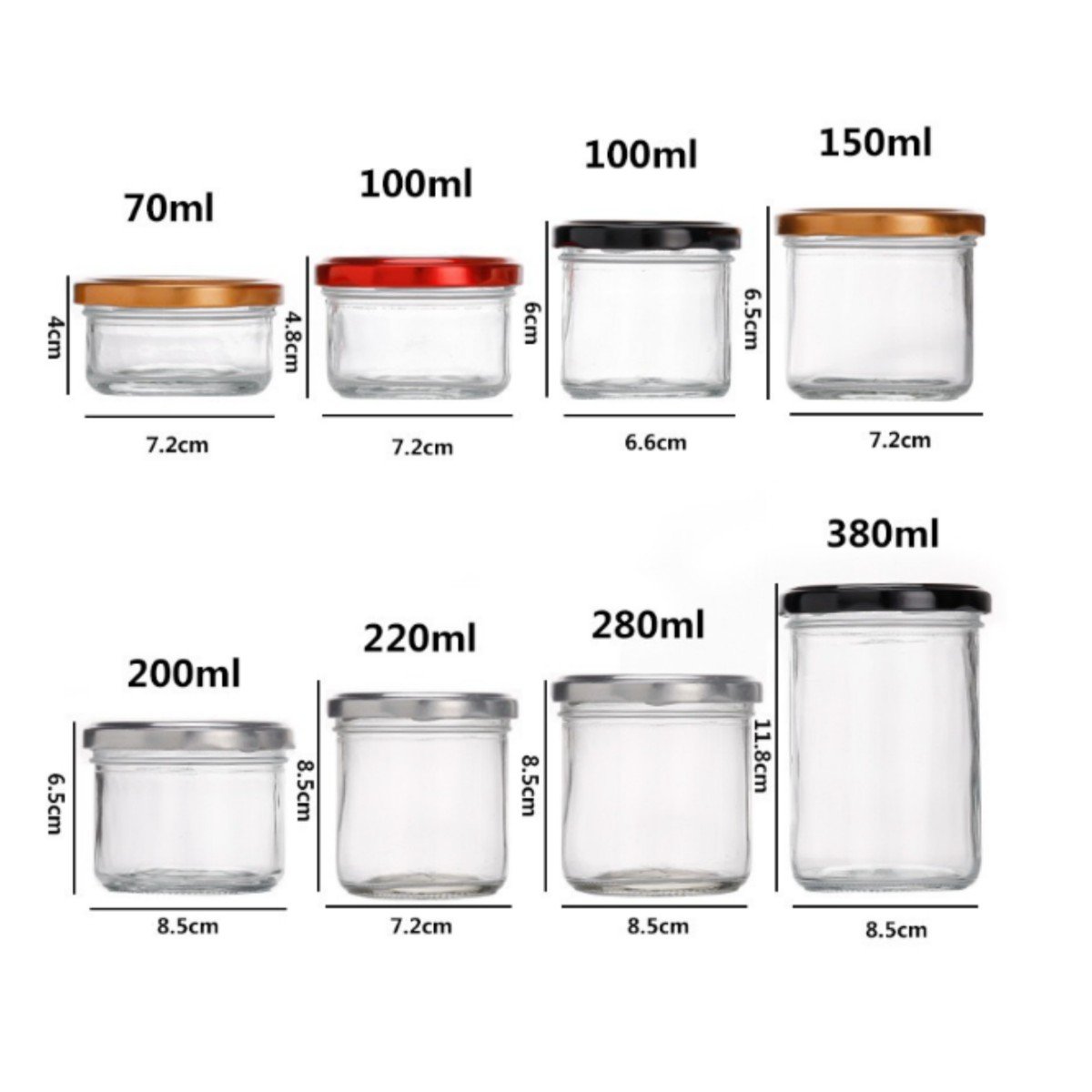 Clear Flint Jam Preserving Jar With Twist-off Lid Honey Chutney chili Sauce pudding Jelly milk shake Food Storage Bonta Jar