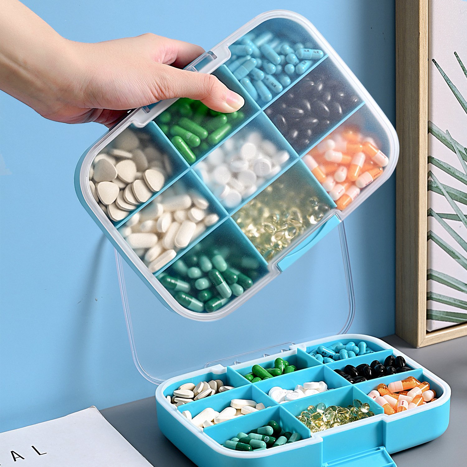 KYPL251 New High-capacity Sealed Pill Box Waterproof Portable One-week Pill Box Transparent Pill Case