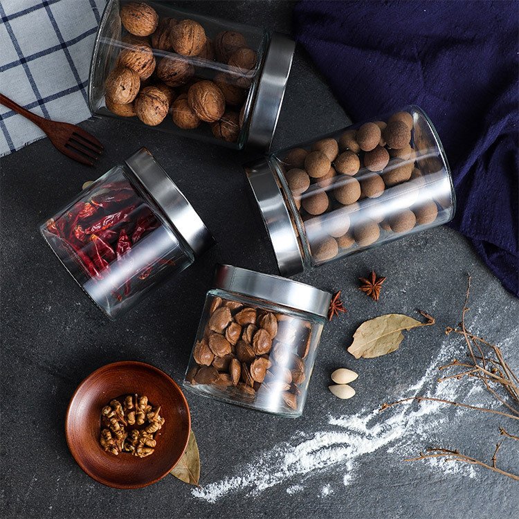 Multifunction Household Kitchen Grain Tea Milk Powder Tank Food Sealed Glass Storage Jars with Screw Lid