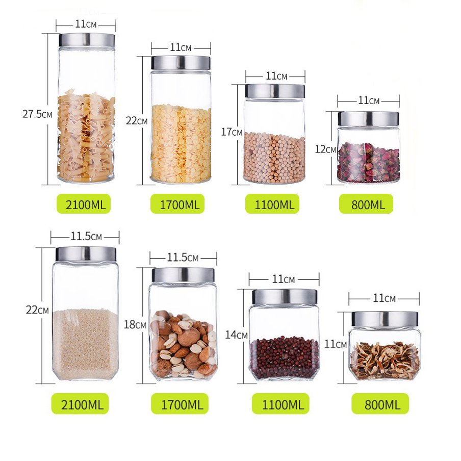 Multifunction Household Kitchen Grain Tea Milk Powder Tank Food Sealed Glass Storage Jars with Screw Lid