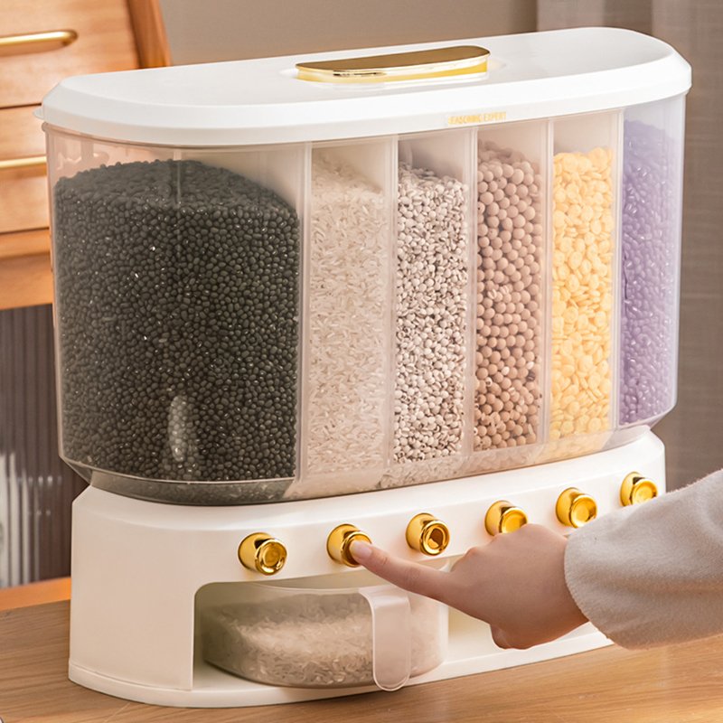 Home Sealed Rice Storage Box Wall Mounted Cereal Grain Container Dry Food Dispenser Grain Storage Jar Kitchen Storage Organizer