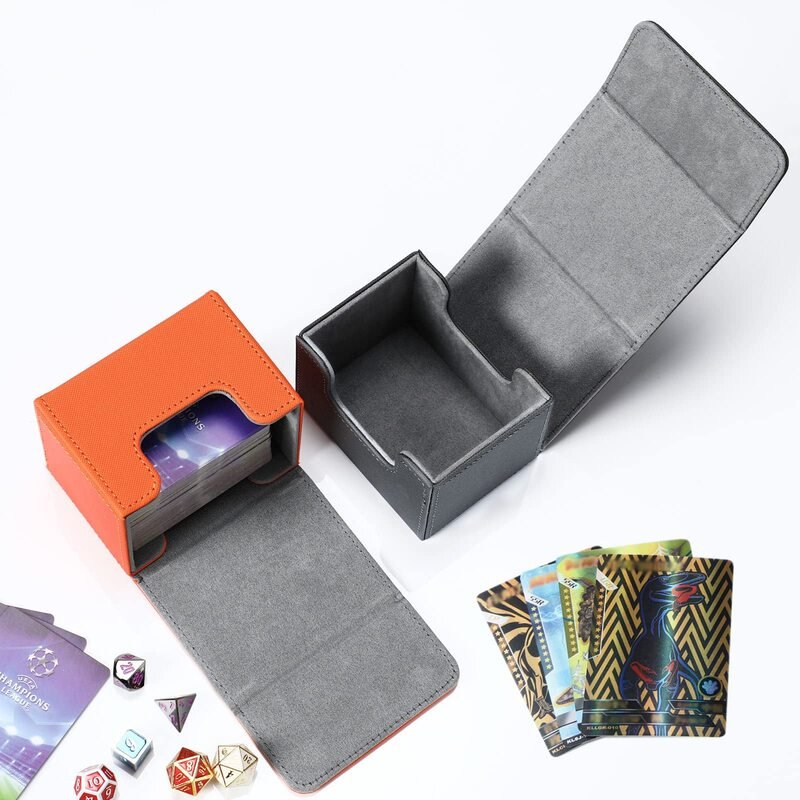 PU Leather Strong Magnet Card Storage Box Fits 100+ Single Sleeved Cards For Collecting