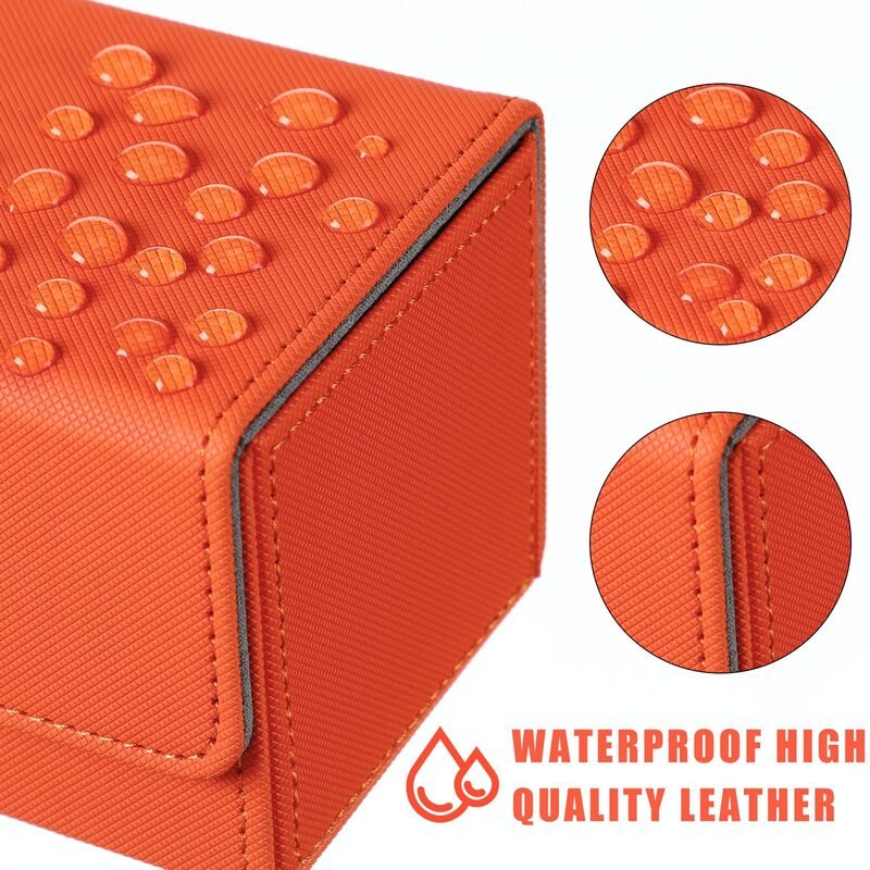 PU Leather Strong Magnet Card Storage Box Fits 100+ Single Sleeved Cards For Collecting