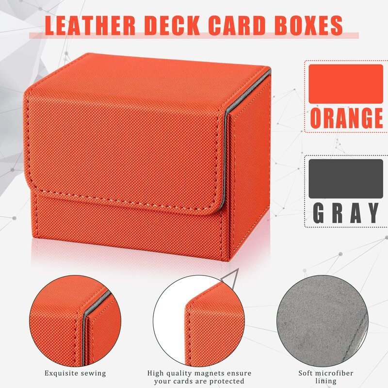 PU Leather Strong Magnet Card Storage Box Fits 100+ Single Sleeved Cards For Collecting