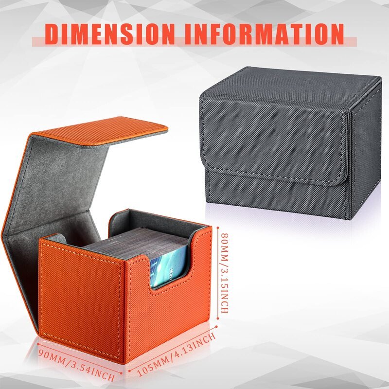 PU Leather Strong Magnet Card Storage Box Fits 100+ Single Sleeved Cards For Collecting