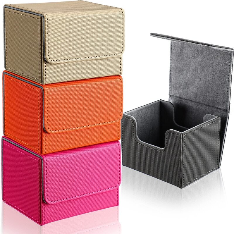 PU Leather Strong Magnet Card Storage Box Fits 100+ Single Sleeved Cards For Collecting