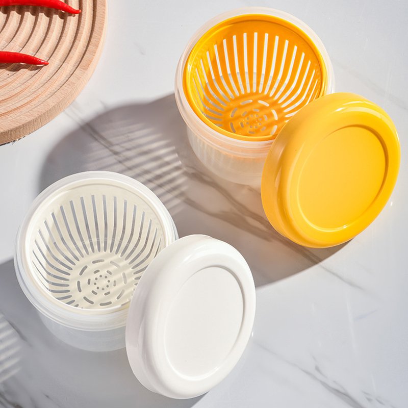 Transparent Vegetables Fruits Chopped Onion Minced Garlic Sauce Chili Food Bowl Container Mini Drain Kitchen Storage Box