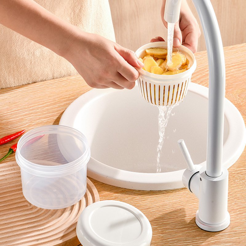 Transparent Vegetables Fruits Chopped Onion Minced Garlic Sauce Chili Food Bowl Container Mini Drain Kitchen Storage Box