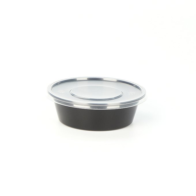 Black 280ml 300ml 500ml Round Microwave Safe Take Out Plastic Soup Food Storage Bowls Deli Containers with Lid