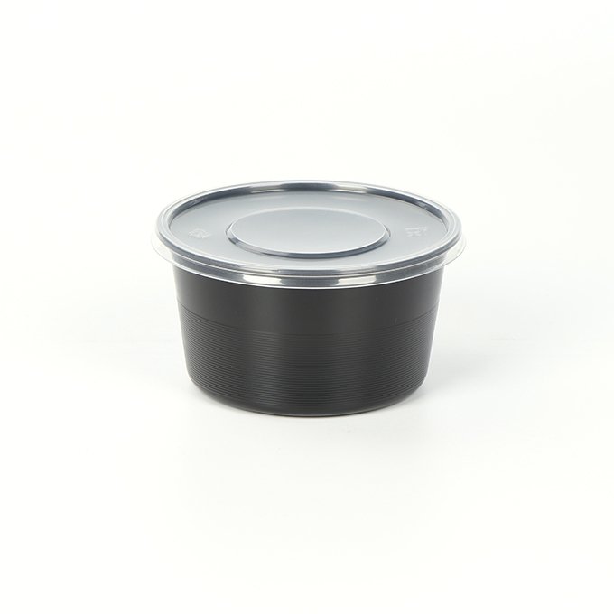 Black 280ml 300ml 500ml Round Microwave Safe Take Out Plastic Soup Food Storage Bowls Deli Containers with Lid