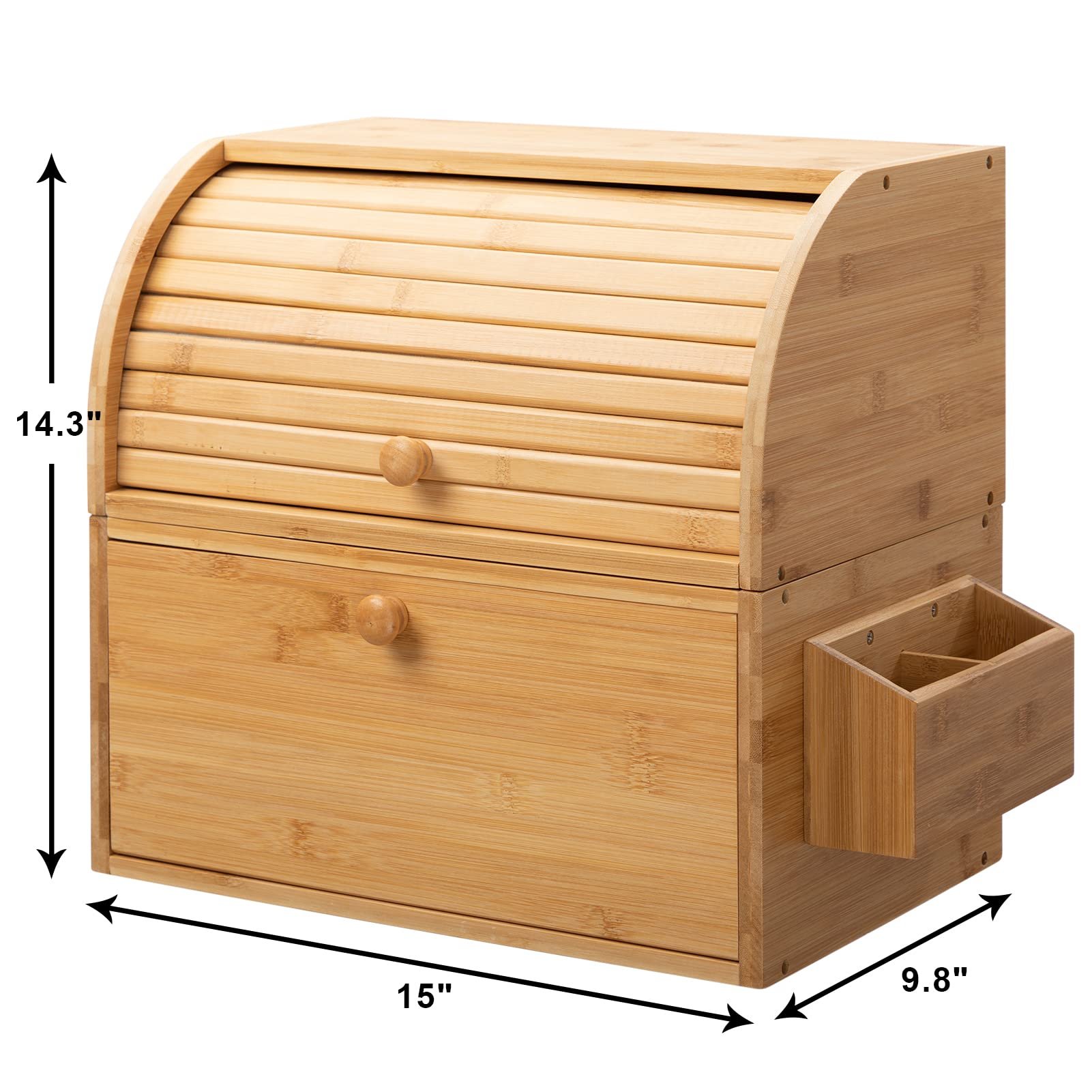 2 layer roll cover bread bag container food storage bamboo bread rack