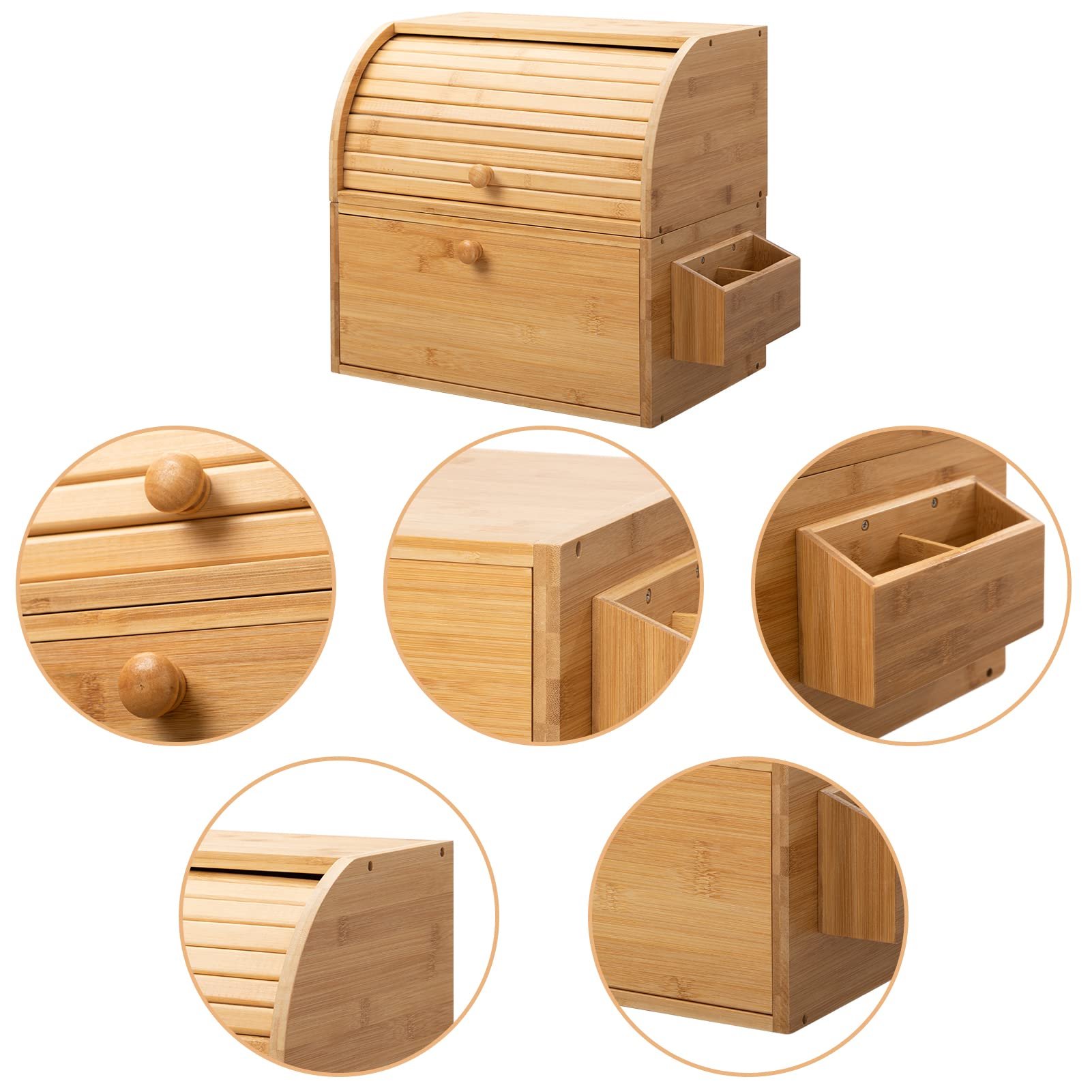 2 layer roll cover bread bag container food storage bamboo bread rack
