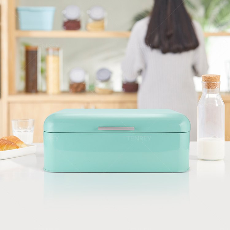 Kitchen White Metal Bread Storage Box Galvanize Metal Bread Bin