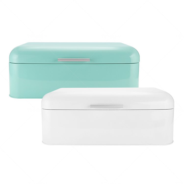 Kitchen White Metal Bread Storage Box Galvanize Metal Bread Bin