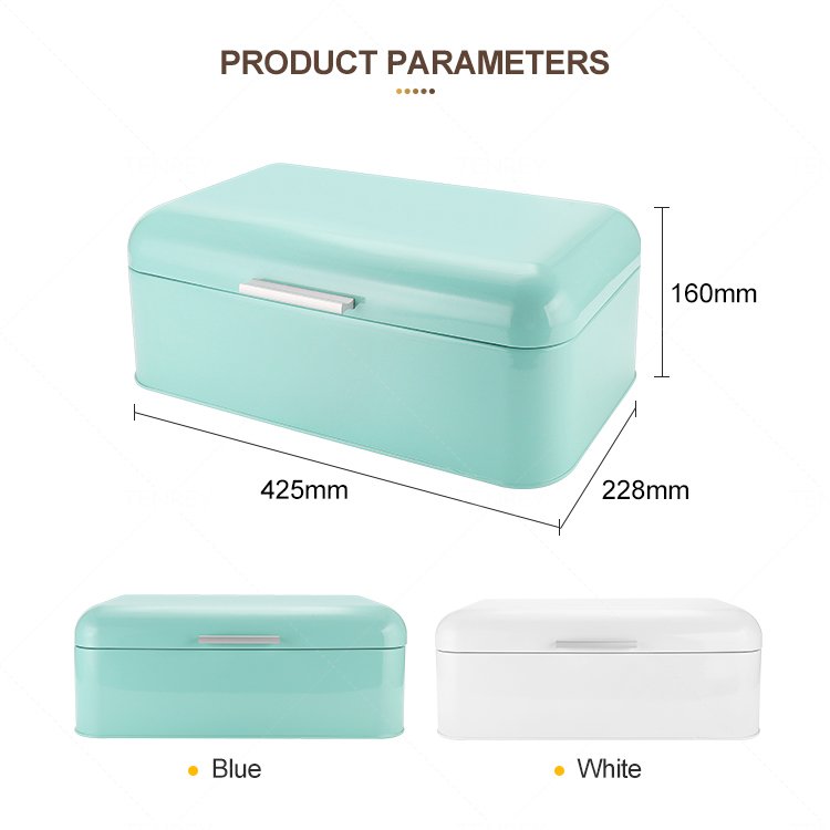 Kitchen White Metal Bread Storage Box Galvanize Metal Bread Bin