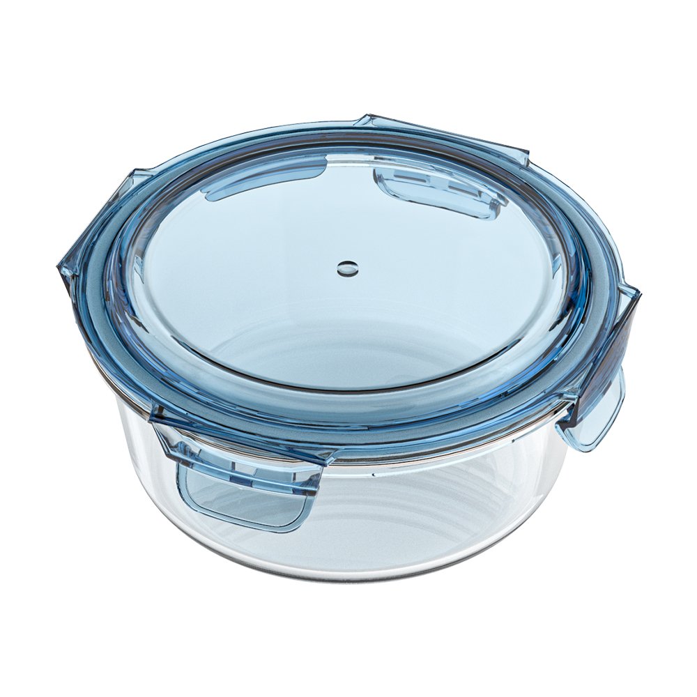3PCS Wholesale Clear Round Microwave Glass Bowl Set Bpa Free Meal Prep Glass Food Containers Set With Plastic Lid
