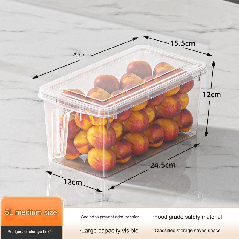 Stackable Refrigerator Storage Box Transparent Sealed Plastic Box Kitchen Fruit Food Vegetable Storage Box with lid and handle