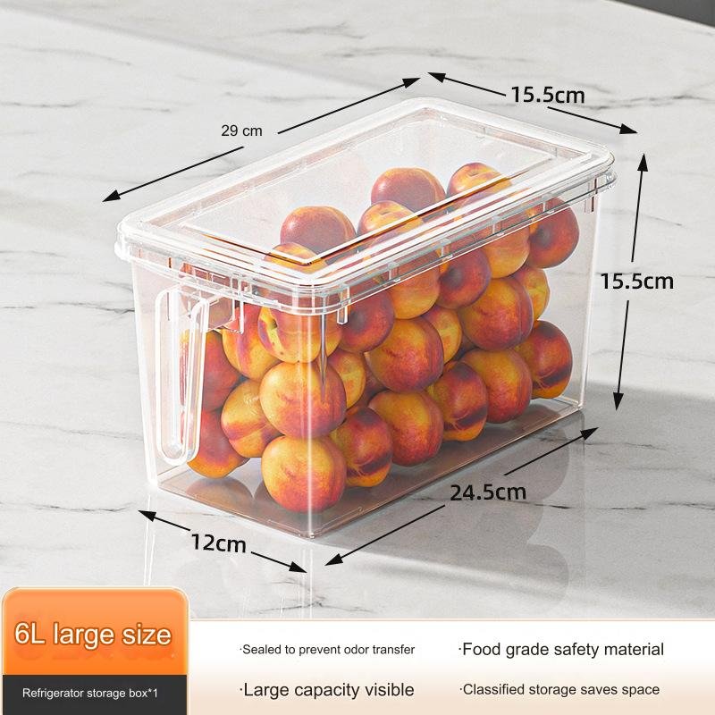 Stackable Refrigerator Storage Box Transparent Sealed Plastic Box Kitchen Fruit Food Vegetable Storage Box with lid and handle