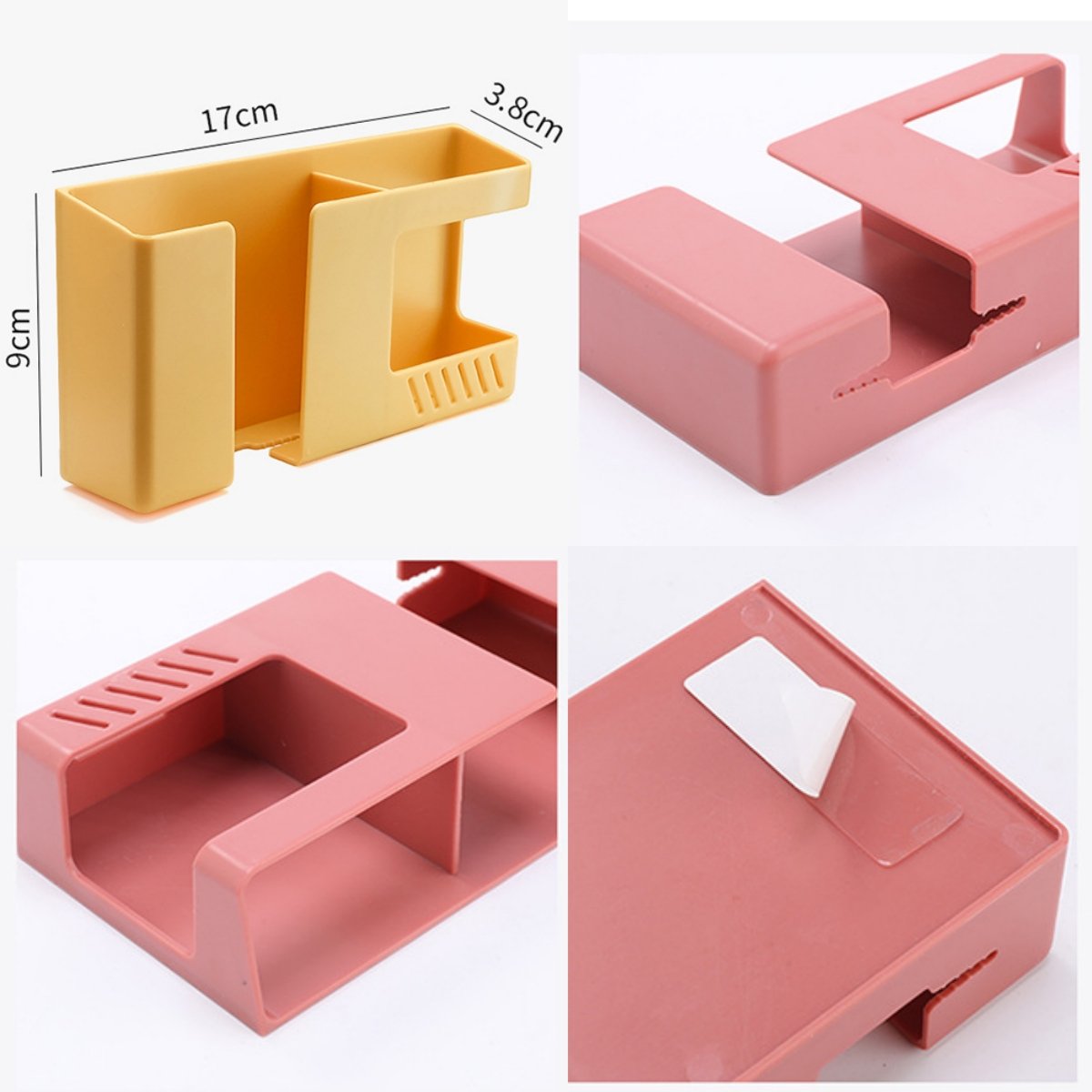 2 in 1 Wall Mounted Mobile Phone Holder Multifunction Holder Remote Control Storage Box Charger Hook Cable Charging Dock Stand