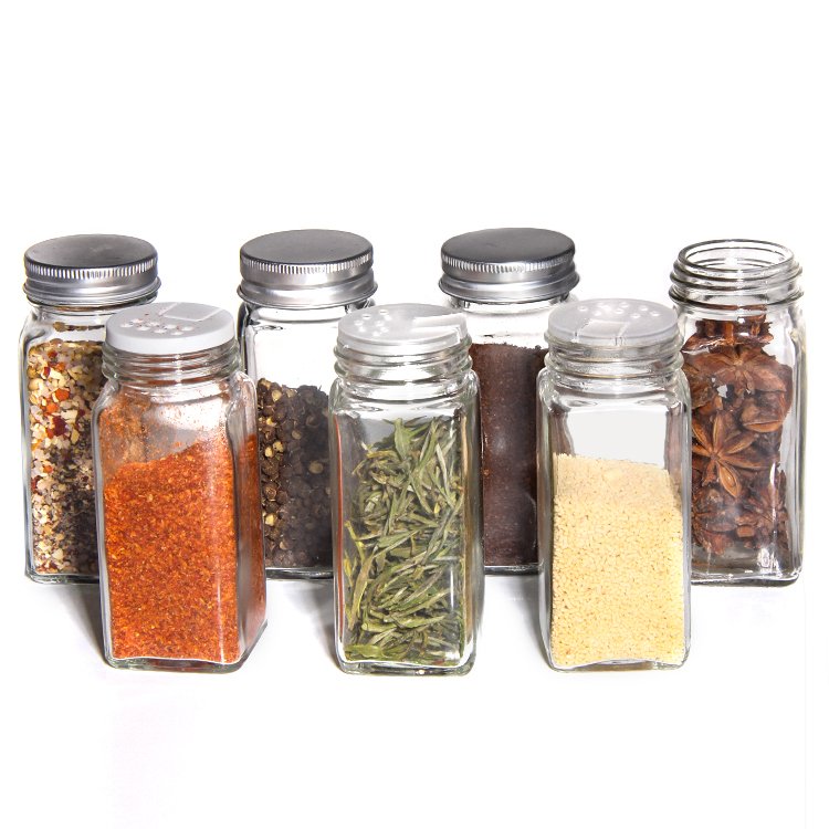 Hot Sale Kitchen Household Storage Jars 4oz Glass Spice Jar Seasoning Bottle With Various Lid
