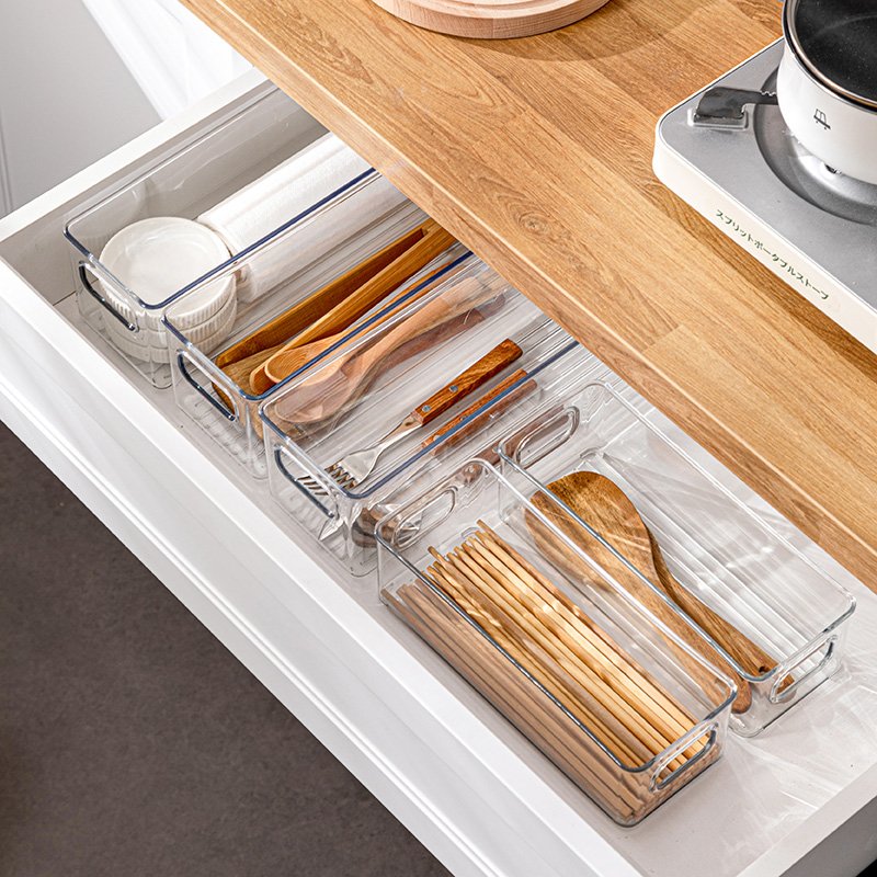 Stackable Fridge Storage Bins Pantry Organizers Kitchen Refrigerator Transparent Plastic Containers For Food Storage With Handle