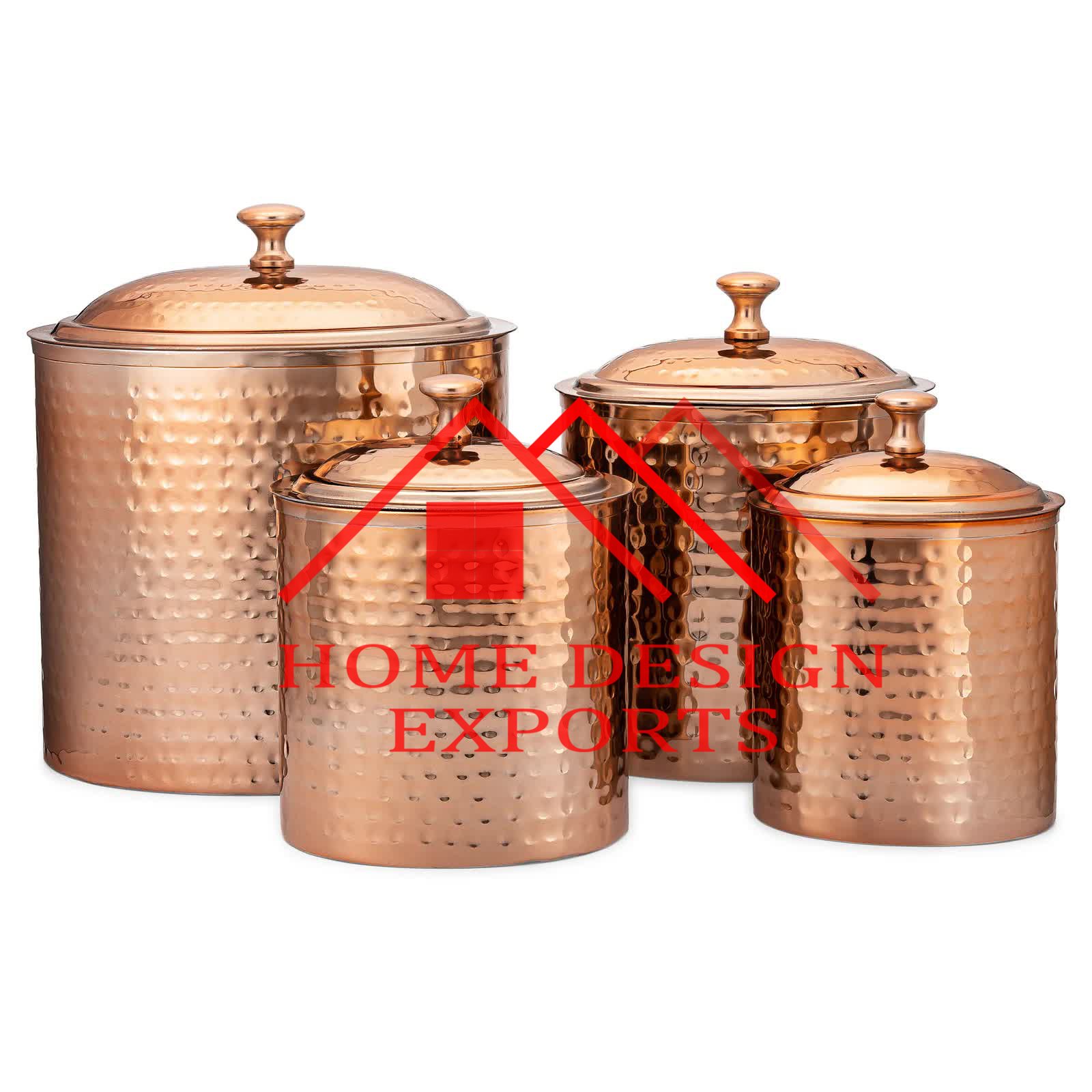 Stainless Steel Hammered Design Foods Storage Canister Set of 4 2023 Latest Design Kitchenware Tea Sugar Coffee Canister