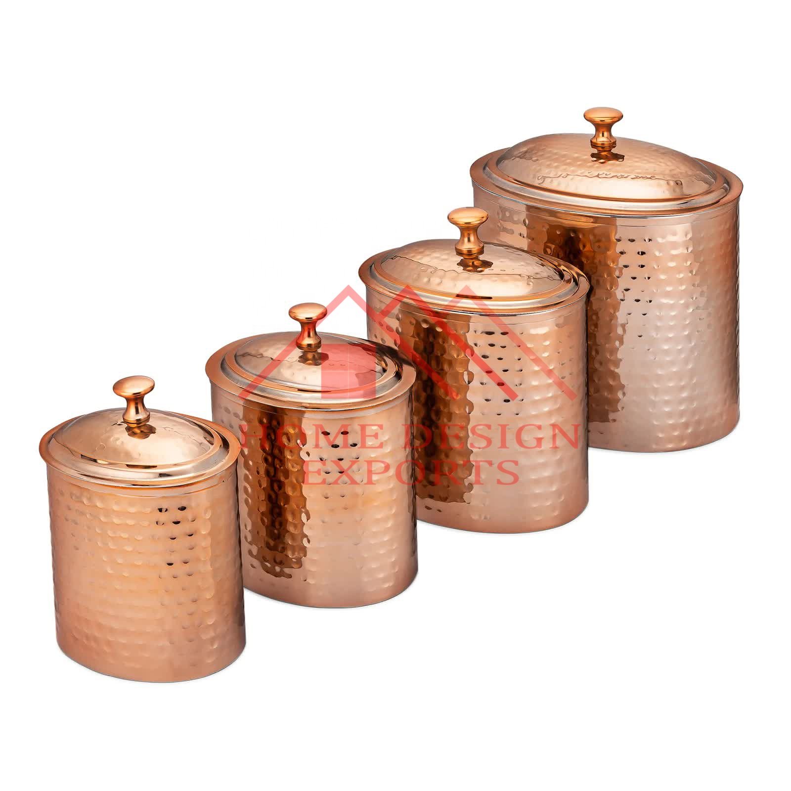 Stainless Steel Hammered Design Foods Storage Canister Set of 4 2023 Latest Design Kitchenware Tea Sugar Coffee Canister