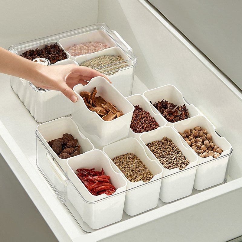 8 Compartment Removable Snack Fruit Tray Divided Serving Lids Square Plastic Food Storage Lunch Organizer for Vegetarian Candy
