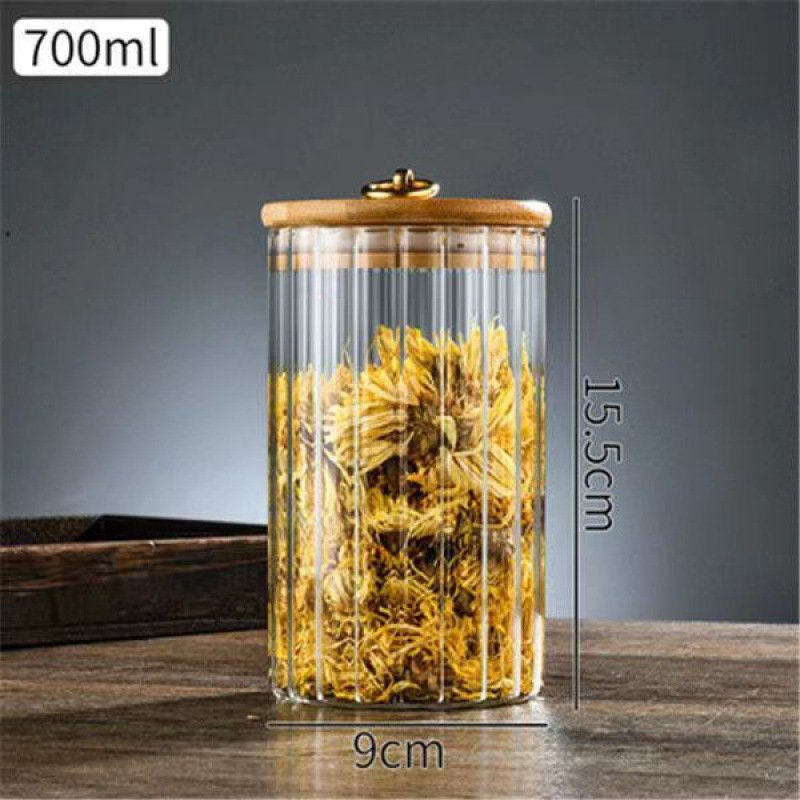 Hot Sale Custom Logo Box Kitchen High Borosilicate Glass Food Round Airtight Canister Glass Storage Jar