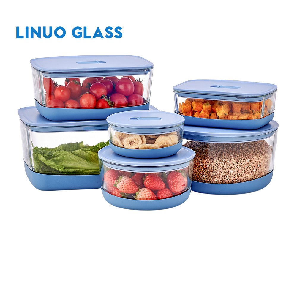 Hot Sales Microwave Oven Safe Stackable Non-slip Glass food Container Airtight Bento Lunch Box Meal Prep storage food Container