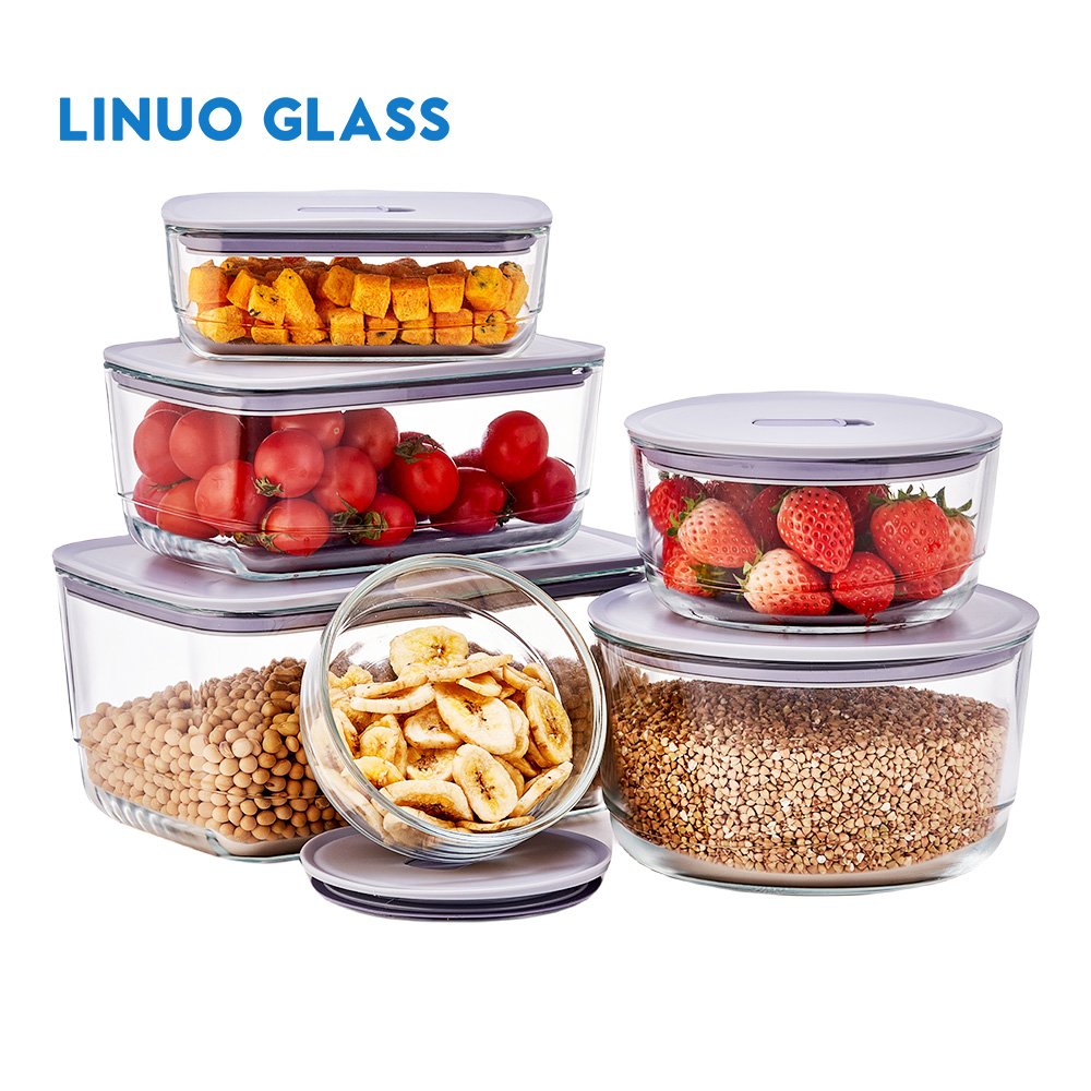 Hot Sales Microwave Oven Safe Stackable Non-slip Glass food Container Airtight Bento Lunch Box Meal Prep storage food Container