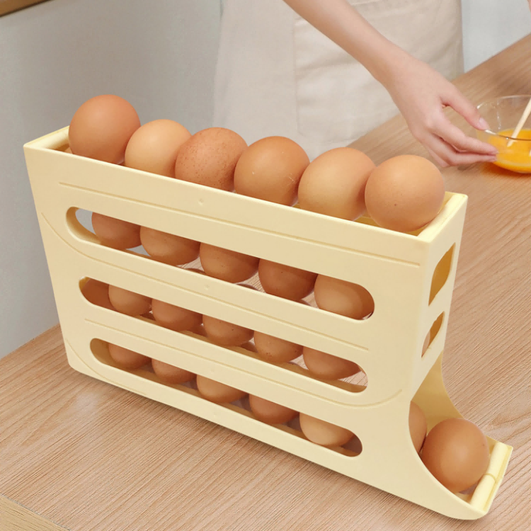Cross-border slide egg storage box refrigerator side door storage box automatic roll egg box roll egg rack tray