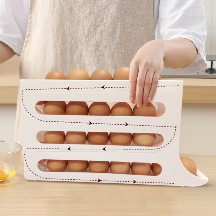 Cross-border slide egg storage box refrigerator side door storage box automatic roll egg box roll egg rack tray
