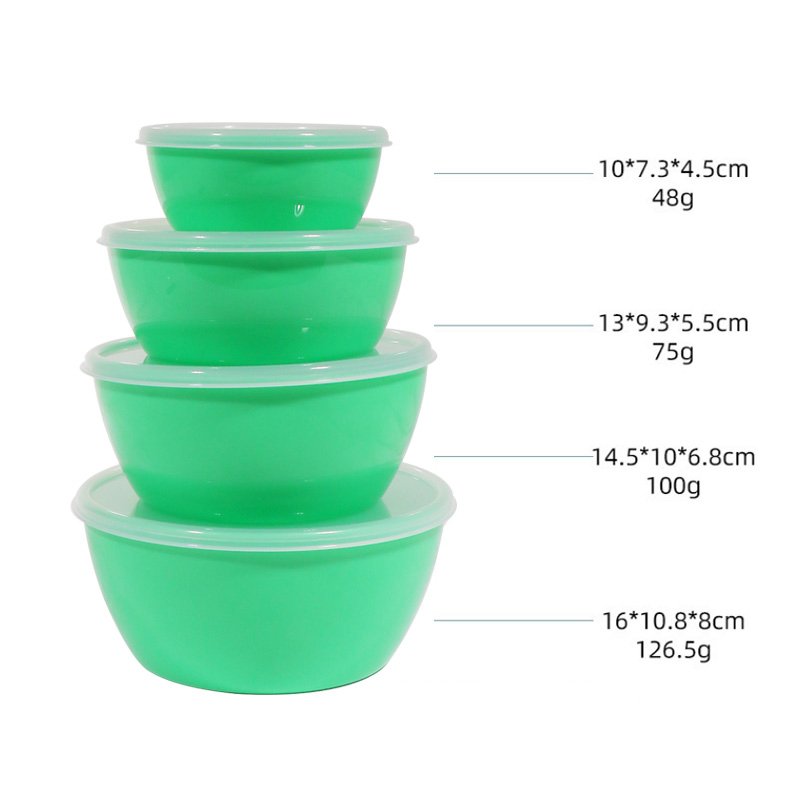 4 Pieces Nesting Salad Bowl Party Snack Serving Bowls Food Storage Container with Lid Plastic Mixing Bowls With Lids Set