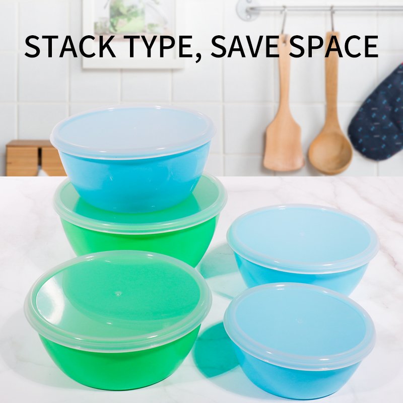 4 Pieces Nesting Salad Bowl Party Snack Serving Bowls Food Storage Container with Lid Plastic Mixing Bowls With Lids Set