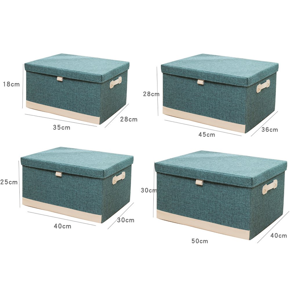 Household cotton and linen clothes storage box toy storage box clothes storage basket foldable organizing box with lid