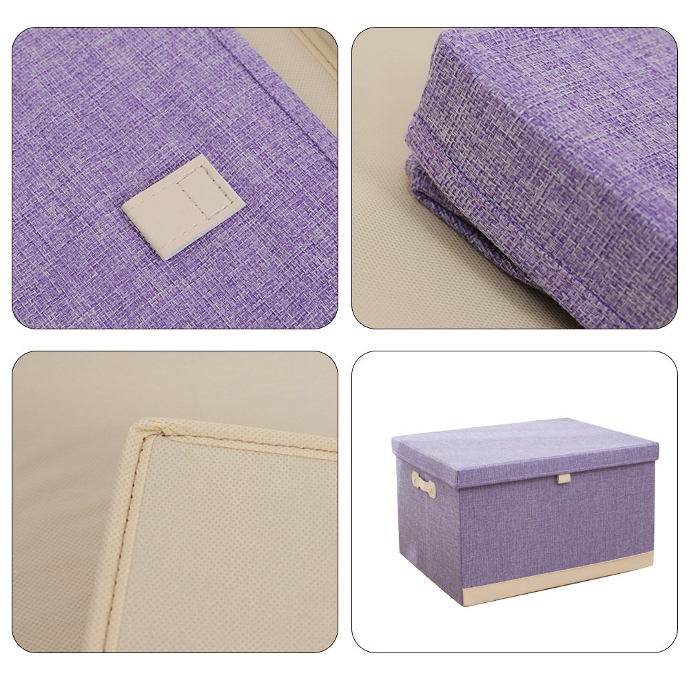 Household cotton and linen clothes storage box toy storage box clothes storage basket foldable organizing box with lid