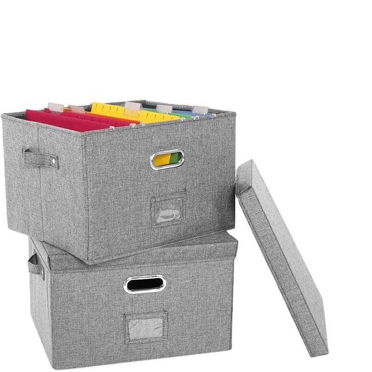 High Quality Stackable Large Black Foldable Comic Book Storage Box With Lids And Handle