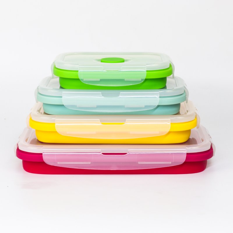 Microwavable Oven Silicone Tiffin Lunch Box Eco-Friendly Foldable Food Storage Containers Collapsible and Functional Design