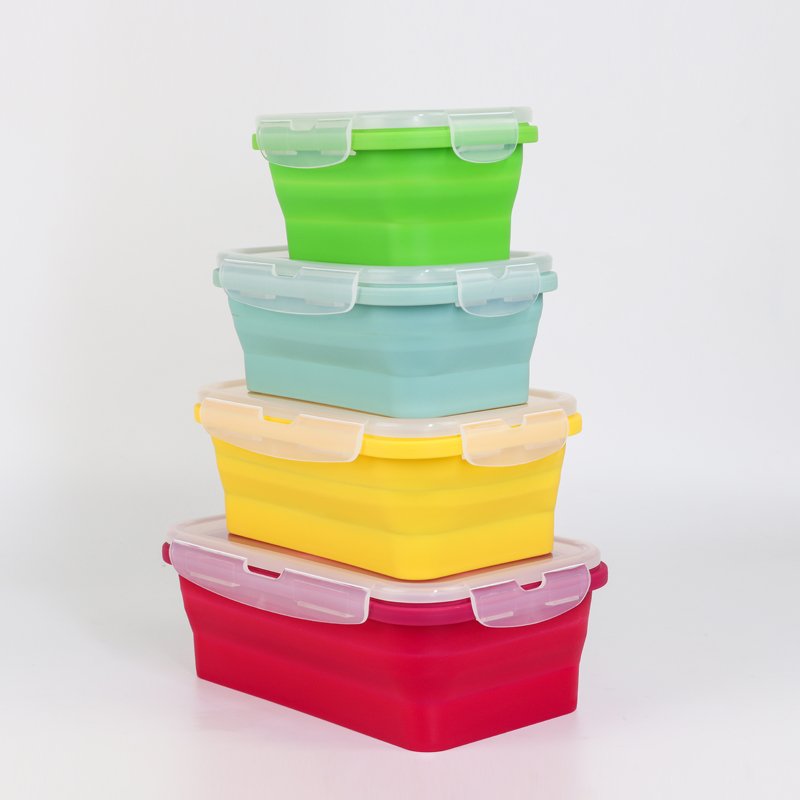 Microwavable Oven Silicone Tiffin Lunch Box Eco-Friendly Foldable Food Storage Containers Collapsible and Functional Design