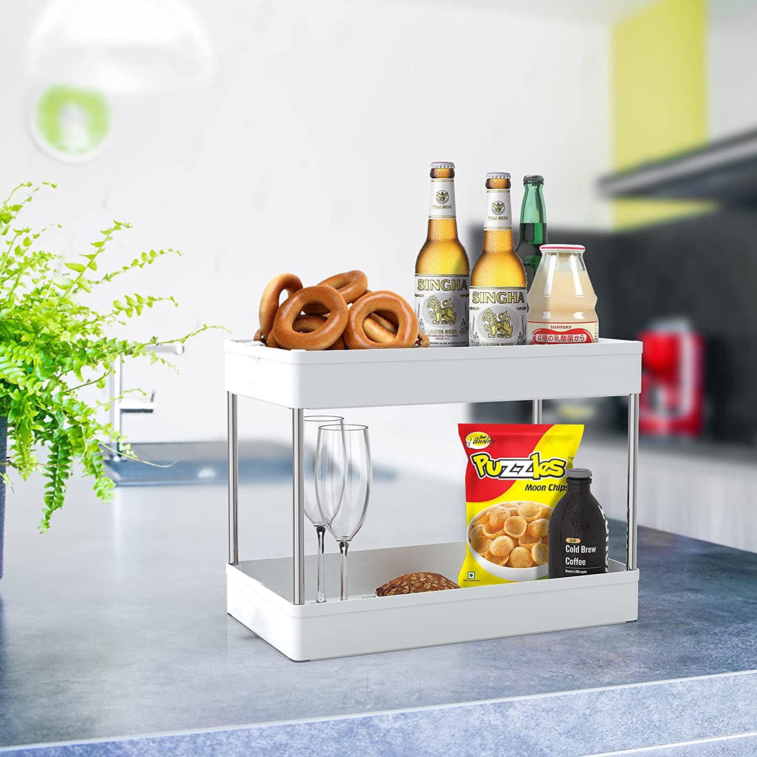 3 Layers Kitchen Bathroom Narrow Corner Home Storage Rack Food Storage Drainer with Wheels