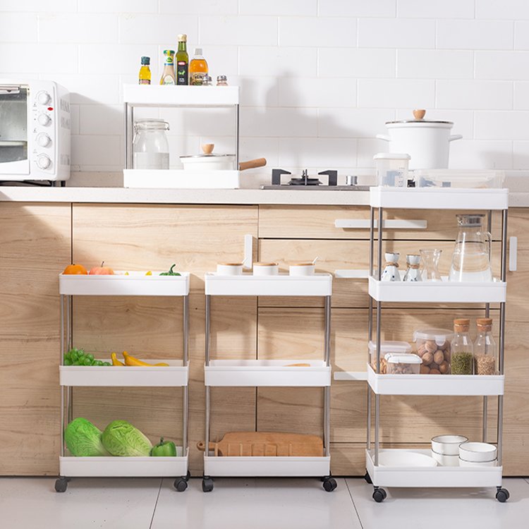 3 Layers Kitchen Bathroom Narrow Corner Home Storage Rack Food Storage Drainer with Wheels