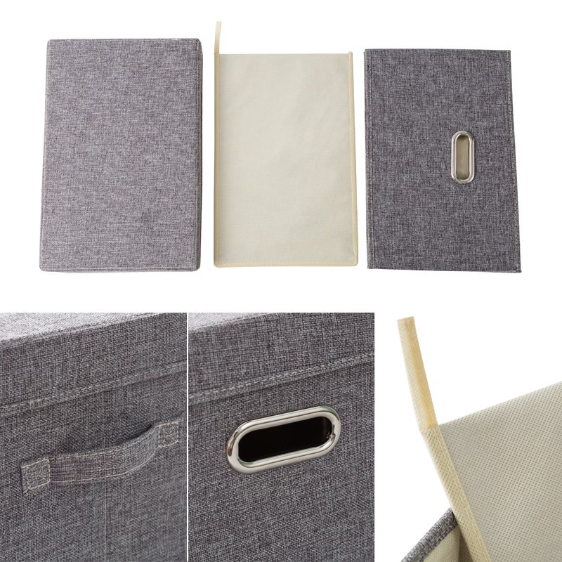 Hot cotton And Linen Foldable home organization clothes storage box with lid