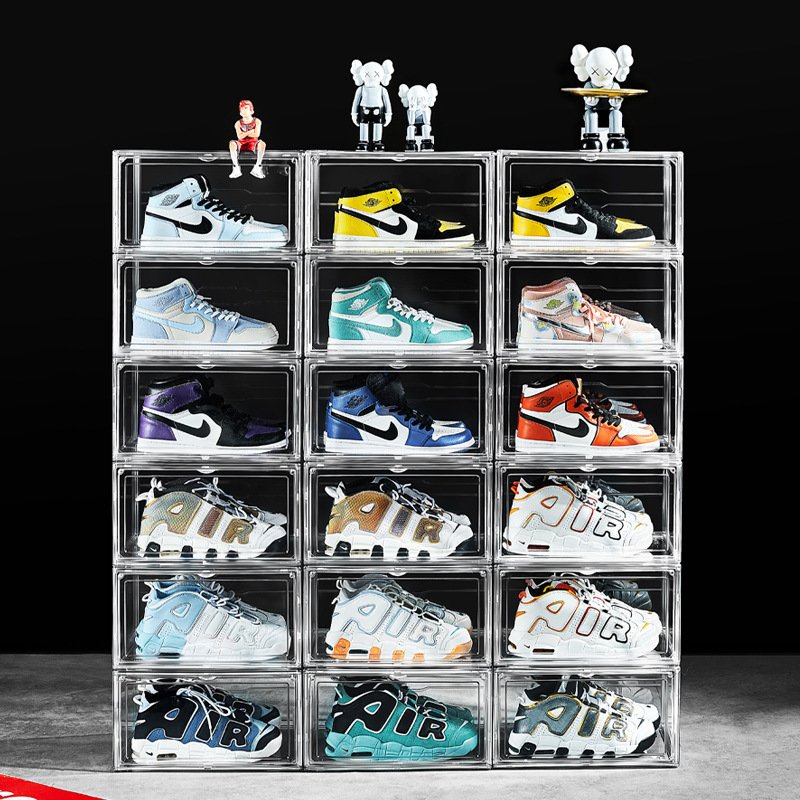 Shoe Storage Boxes Shoe Organizer for Closet Clear Shoe Boxes Clear Plastic Stackable foldable Storage Bins with Lids