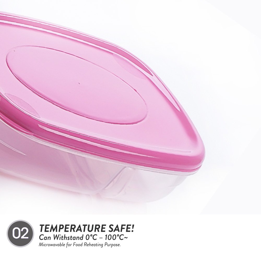 Elianware BPA Free Plastic (PP) Reheat-able Bento Food Safe Food Container Dishwasher Safe 2 Compartment Microwavable Lunch Box